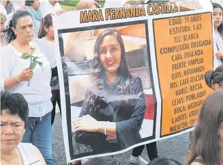  ?? Foto: Agencia Reforma ?? Cientos de mexicanos. Exigen justicia tras el asesinato de Mara Castilla.