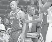 ?? Marie D. De Jesus / Houston Chronicle ?? The fire with which Rockets forward P.J. Tucker plays the game boils over after a foul call he disagrees with in Tuesday night’s loss to the Raptors.