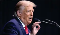  ?? (AP photo/steven Senne) ?? Former President Donald Trump addresses an audience Monday during a campaign event in Wolfeboro, N.H.