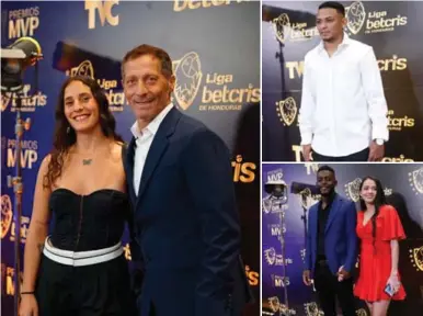  ?? FOTOS NEPTALÍ ROMERO ?? DE GALA. Pedro Troglio, DT del Olimpia, llegó junto con su esposa a la gala de la Liga, de igual forma lo hizo el delantero de Marathón Clayvin Zúniga; mientras que Alexy Vega llegó sonriente.