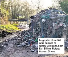  ??  ?? Large piles of rubbish were dumped on Watery Gate Lane, near Earl Shilton. Picture: Graham Gittens.