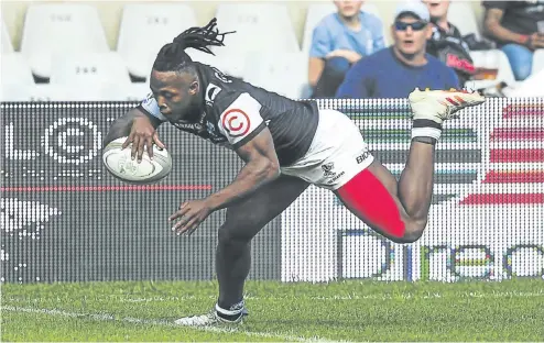  ?? Picture: BackpagePi­x ?? Sharks and Bok wing S’bu Nkosi had an excellent outing in his side’s game against the Golden Lions yesterday, scoring two tries.