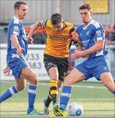  ?? FM4555428 Buy this picture from kentonline.co.uk ?? Maidstone’s Jack Paxman tries to find a way through against Gateshead