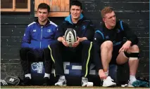  ??  ?? Luke McGrath, Mick Kearney, and Dan Leavy look on during training