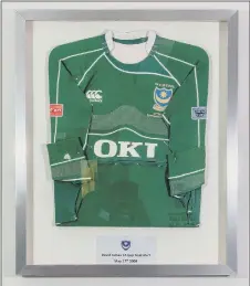  ??  ?? FRAMED David James’ FA Cup Final shirt from 2008