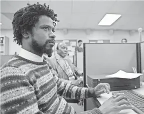  ??  ?? Lakeith Stanfield stars as a telemarket­er who finds success when he uses his “white voice” in the comedy “Sorry to Bother You.”