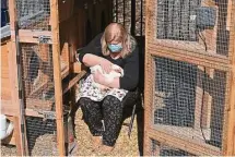  ?? Marvin Joseph/The Washington Post ?? Ann Morrill and her hen Coconut in Cockeysvil­le, Md.