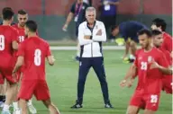  ?? ?? Iran’s Portuguese coach Carlos Queiroz heads a training session at Al Rayyan SC in the Al Rayyan district in Doha, yesterday.