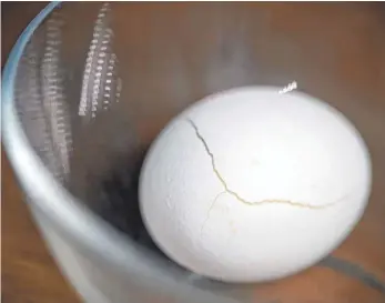  ?? FOTO: DPA ?? Akustikexp­erten haben untersucht, warum ein hartes, in der Mikrowelle erwärmtes Ei explodiert und welche Folgen das haben kann.