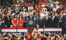  ?? Bloomberg ?? Trump at the ‘Homecoming’ rally in Sunrise, Florida, on Tuesday. The US president is preparing to pour hundreds of millions of dollars into Florida for his 2020 campaign.