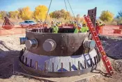  ?? EDDIE MOORE/JOURNAL ?? Workers construct what will be the bottom of a collection well on San Ildefonso Pueblo that is part of the Pojoaque Basin Regional Water System Project. Funding for the project was recently authorized in the federal omnibus spending bill.