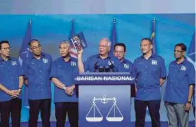  ??  ?? Prime Minister Datuk Seri Najib Razak launching the GE14 BN Manifesto on April 7 at Bukit Jalil, Kuala Lumpur