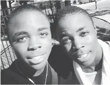  ??  ?? Twin brothers Jason and Jerome Pantlitz-Solomon are shown in an image posted on Facebook in 2014. Jason was killed in Windsor this summer.