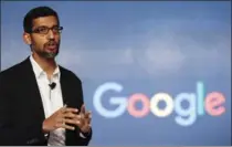  ?? ASSOCIATED PRESS FILE PHOTO ?? Google CEO Sundar Pichai speaks at an event in New Delhi, India in January.