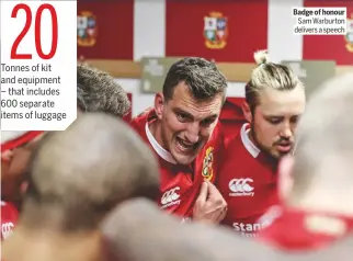  ??  ?? Badge of honour sam Warburton delivers a speech