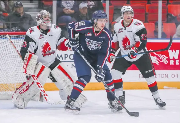  ?? DOUG LOVE ?? Centre Michael Rasmussen, a 6-6, 221-pound Surrey native who played for the WHL’s Tri-City Americans, could go anywhere from eighth overall to the second round in Friday’s draft.