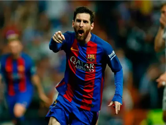  ?? (Getty) ?? Lionel Messi scored with the final kick of the game to secure a 3-2 win