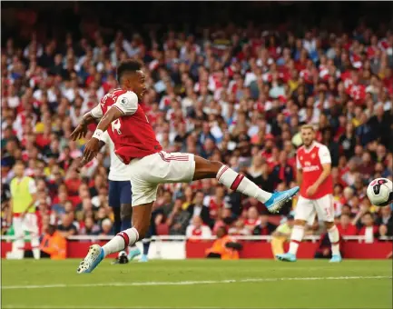  ??  ?? Pierre-Emerick Aubameyang notched a second-half equaliser as Arsenal came from two goals down in derby