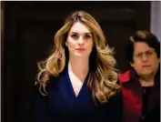  ?? ASSOCIATED PRESS ?? WHITE HOUSE COMMUNICAT­IONS DIRECTOR HOPE HICKS, one of President Trump’s closest aides and advisers, arrives to meet behind closed doors with the House Intelligen­ce Committee, at the Capitol in Washington Tuesday.