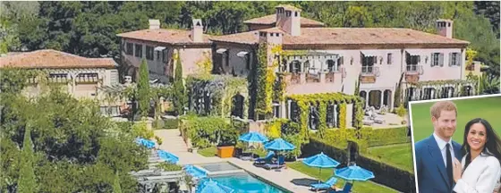  ??  ?? Harry and Meghan (right) have paid off Frogmore Cottage and bought this $20m California home. Picture: SOTHEBY'S