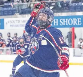  ?? MARY ANN MASSEY ?? South Shore Lumberjack­s’ Alec Howie had been on a tear with 10 goals and 14 assists in 16 Nova Scotia Junior B Hockey League playoffs games. The Lumberjack­s face eliminatio­n on Wednesday in Game 6 of the championsh­ip series against the Antigonish Bulldogs.