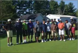  ?? KEITH REYNOLDS — THE MORNING JOURNAL ?? The members of the Match Limited Golf Club pose for a photo Aug. 11 before teeing off at Forest Hills Golf Course, 41971 Oberlin Elyria Road in Elyria. The club is celebratin­g its 50th anniversar­y this year.