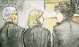  ?? Jane Flavell Collins
European Pressphoto Agency ?? DZHOKHAR TSARNAEV, right, is shown with his lawyers in a courtroom sketch. “The sentencing phase is going to be fascinatin­g,” one psychologi­st says.