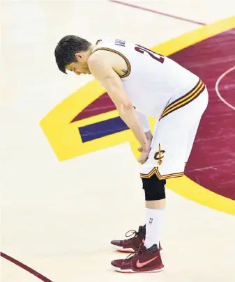  ?? Jason Miller / Getty Images ?? Kyle Korver led the NBA with 45.1 percent three-point shooting this season, but his miss with 52 seconds left in Game 3 of the Finals proved costly in the Cavaliers’ loss to the Warriors.