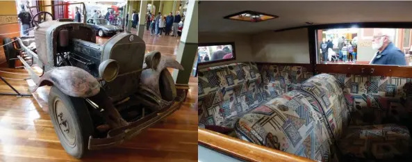  ??  ?? Amazing barn-find Isotta Fraschini: recently discovered on the outskirts of Melbourne. Stunning upholstery in the Sunbeam restored by Wallace McNair.