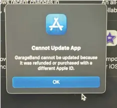  ?? ?? A Macworld reader was unable to update their copy of Garageband.