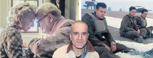  ?? Pictures: JACK ENGLISH / FOCUS, WARNER BROS, PICTURES ?? From left, Kristin Scott Thomas, Gary Oldman, Daniel Day-Lewis. Right, Harry Styles, Aneurin Barnard and Fionn Whitehead in Dunkirk
