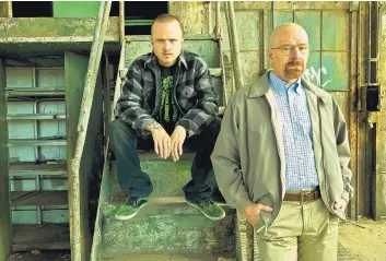  ?? COURTESY OF AMC/FRANK OCKENFELS ?? Walter White, right, played by Bryan Cranston, and Jesse Pinkman, played by Aaron Paul, star in AMC’s “Breaking Bad.”