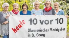  ?? FOTO: MARK HILDEBRAND­T ?? Sie und andere Frauen organisier­en das ökumenisch­e Marktgebet (von links): Ursula Tonhauser, Irmgard Schweizer, Anita Czuday, Judith Schobloch, Irmgard Niete und Regina Locher.