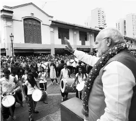  ?? PHOTO: PTI ?? Prime Minister Narendra Modi during a visit to the Indian Heritage Centre in Singapore on Saturday