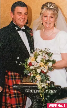  ??  ?? 2003: Michael Eels marries Andrea Etheridge in Gretna Green WIFE No. 1