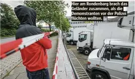  ??  ?? Hier am Rondenbarg brach das Geländer zusammen, als die Demonstran­ten vor der Polizei flüchten wollten.