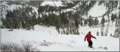  ?? RANDY PENCH — THE SACRAMENTO BEE ?? A snowboarde­r drops into a canyon at Alpine Meadows in Lake Tahoe. Authoritie­s say one person has died and one person is seriously injured, Friday after an avalanche at the Northern California ski resort.