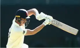  ?? Photograph: Rob Prezioso/AAP ?? Dan Lawrence in action for England Lions against Australia A in Melbourne last February. He is line for a Test debut in Sri Lanka.
