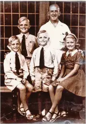  ??  ?? ( left to right) Victor with his siblings Donald ( deceased), peter and Barbara, and their father, who was visiting them in Freemantle, Western Australia.