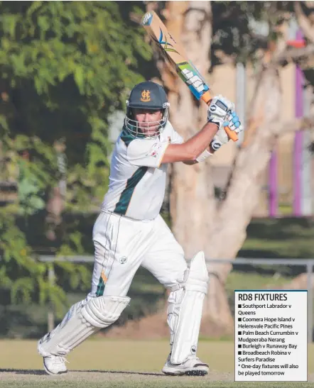  ?? Picture: JODIE HENDERSON ?? Veteran batsman Paul Baird in action for Helensvale Pacific Pines this season.