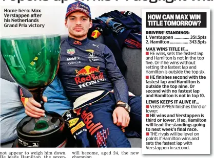  ?? ?? Home hero: Max Verstappen after his Netherland­s Grand Prix victory