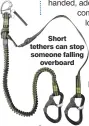  ??  ?? short tethers can stop someone falling overboard