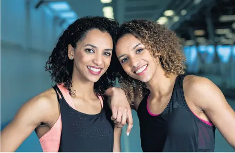  ??  ?? Double act: Twin sisters Laviai (left) and Lina Nielsen at Lee Valley Sports Centre (above) and after winning silver and bronze in the women’s 400 metres in Sheffield (inset)