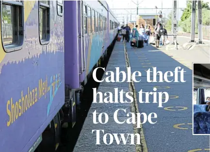  ?? Pictures: Prasa ?? The Shosoloza Meyl train from Johannesbu­rg got as far as Wellington before cable theft further down the line ended its run.