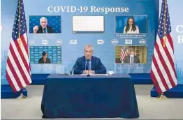  ?? WHITE HOUSE ?? In this photo from video, Jeff Zients, White House coronaviru­s response coordinato­r, speaks as other health officials appear on screens during a briefing Wednesday.