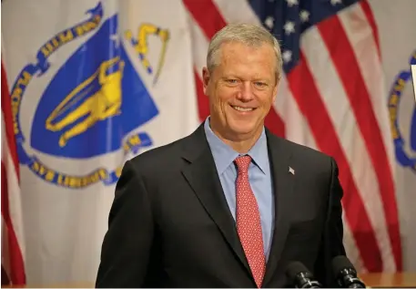  ?? STuART CAHILL / HeRALd sTAFF ?? WINNING WOULD BE NICE: After a long run of bad news coming out of the State Police, some success with the new vaccine lottery could give Gov. Charlie Baker reason to smile.