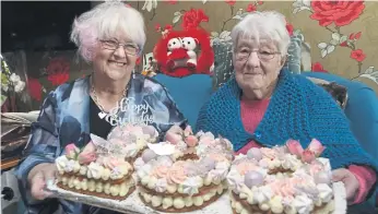  ?? ?? Olga Vaitkevici­us celebratin­g her 100th birthday with daughter Janie Bingham at her Eastfield Road home.