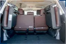  ??  ?? Fortuner’s sixth and seventh seats fold away easily enough but seem to take up space, although there’s still over 1500 litres of usable stowage in total.