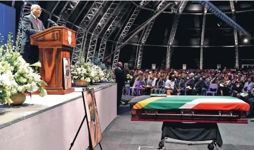  ?? PICTURE: SIYABULELA DUDA ?? HERO’S FAREWELL: President Jacob Zuma attends the Special Official Funeral Service for John Beaver Marks in Ventersdor­p.