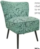  ??  ?? A cocktail chair upholstere­d in botanical fabric by Guy McKinley. ABOVE